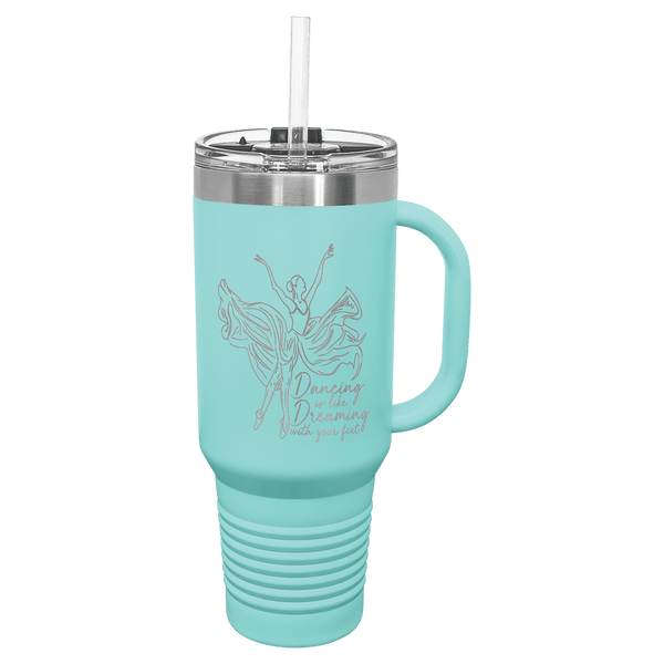 Polar Camel 40 oz. Coral Travel Mug with Handle, Straw Included