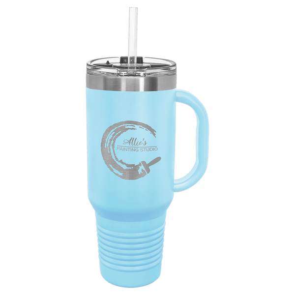 Polar Camel 40 oz. Coral Travel Mug with Handle, Straw Included