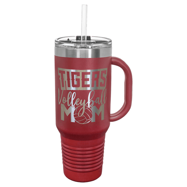 Polar Camel 40 oz. Coral Travel Mug with Handle, Straw Included