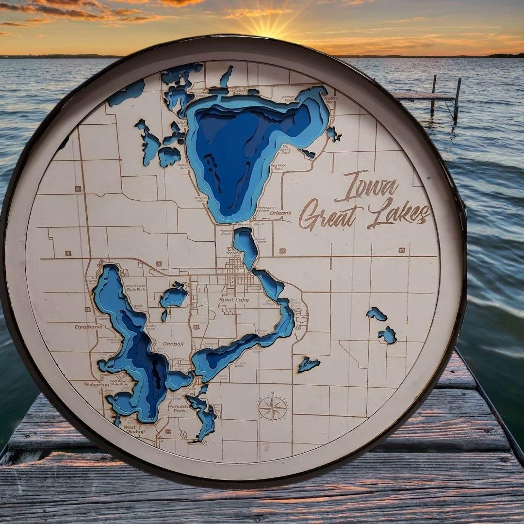 Iowa Great Lakes Layered Map – Okoboji Trading Company